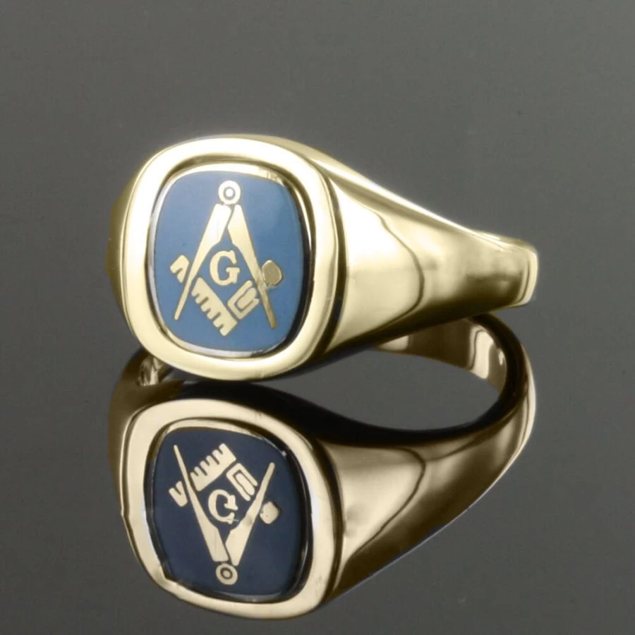 Light Blue Reversible Cushion Head Solid Gold Square And Compass With G Masonic Ring 4 Light Blue Reversible Cushion Head Solid Gold Square And Compass With G Masonic Ring - Image 2