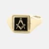 Black Reversible Square Head Solid Gold Square And Compass Masonic Ring 1 Black Reversible Square Head Solid Gold Square And Compass Masonic Ring -Masonic Collection 09 1369bk 01