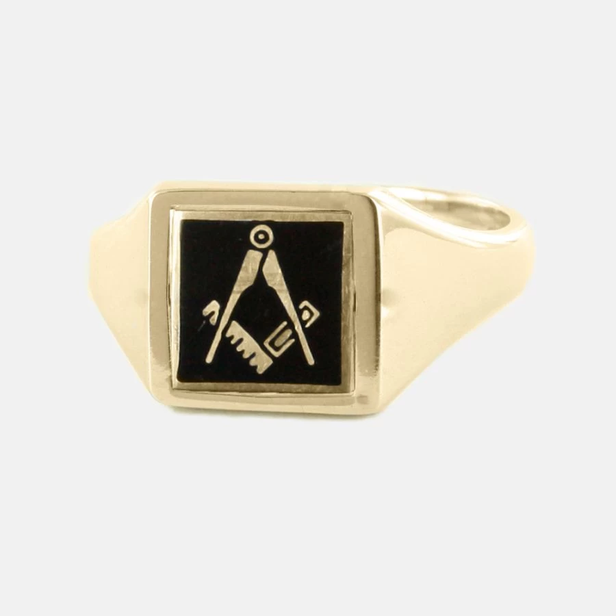 Black Reversible Square Head Solid Gold Square And Compass Masonic Ring 3 Black Reversible Square Head Solid Gold Square And Compass Masonic Ring
