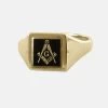 Black Reversible Square Head Solid Gold Square And Compass With G Masonic Ring 2 Black Reversible Square Head Solid Gold Square And Compass With G Masonic Ring -Masonic Collection 09 1369bkg 01