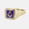 Blue Reversible Square Head Solid Gold Square And Compass Masonic Ring -Masonic Collection 09 1369bl 01