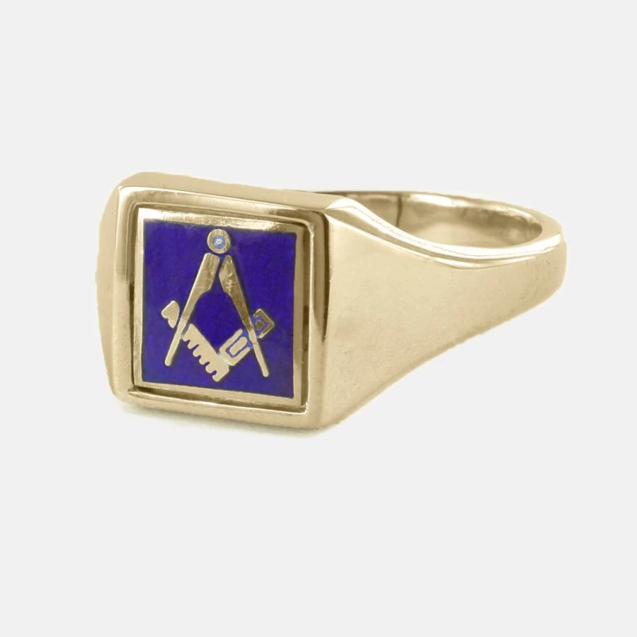 Blue Reversible Square Head Solid Gold Square And Compass Masonic Ring 3 Blue Reversible Square Head Solid Gold Square And Compass Masonic Ring
