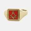 Red Reversible Square Head Solid Gold Square And Compass Masonic Ring -Masonic Collection 09 1369r 01.jpg