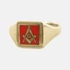 Red Reversible Square Head Solid Gold Square And Compass With G Masonic Ring -Masonic Collection 09 1369rg 01