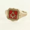 Red Reversible Shield Head Solid Gold Square And Compass Masonic Ring -Masonic Collection 09 1385r 01
