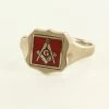 Red Reversible Shield Head Solid Gold Square And Compass With G Masonic Ring -Masonic Collection 09 1385rg 01