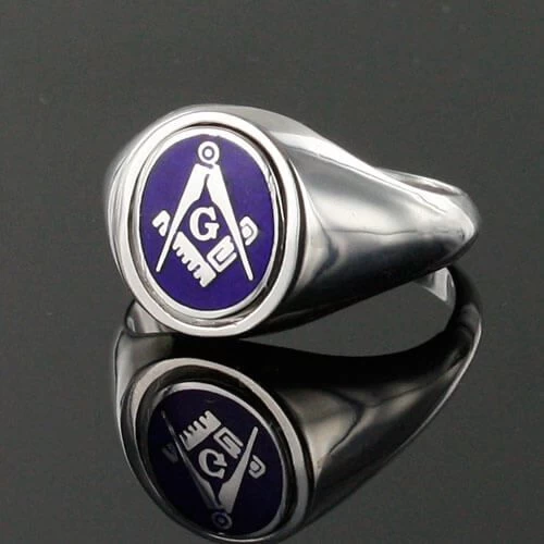 Blue Reversible Solid Silver Square And Compass With G Masonic Ring 4 Blue Reversible Solid Silver Square And Compass With G Masonic Ring - Image 2