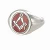 Red Reversible Solid Silver Square And Compass Masonic Ring -Masonic Collection 1288scr a