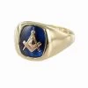 9ct Gold Synthetic Sapphire Square And Compass Masonic Ring -Masonic Collection 1292b