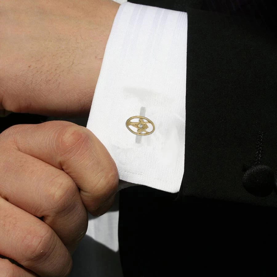 Gold Plated Oval Square And Compass With G Cufflinks 6 Gold Plated Oval Square And Compass With G Cufflinks - Image 4