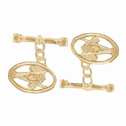 Gold Plated Oval Square And Compass With G Cufflinks 3 Gold Plated Oval Square And Compass With G Cufflinks