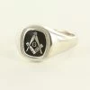 Black Reversible Cushion Head Solid Silver Square And Compass With G Masonic Ring