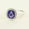 Blue Reversible Cushion Head Solid Silver Square And Compass Masonic Ring