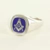 Blue Reversible Cushion Head Solid Silver Square And Compass With G Masonic Ring -Masonic Collection 1365blg 01