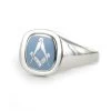 Light Blue Reversible Cushion Head Solid Silver Square And Compass Masonic Ring 1 Light Blue Reversible Cushion Head Solid Silver Square And Compass Masonic Ring -Masonic Collection 1365lb 01