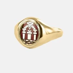 Gold Royal Arch Masonic Ring (Red) - Fixed Head
