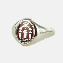 Solid Silver Royal Arch Masonic Ring (Red) - Fixed Head