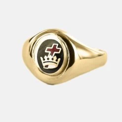 Gold Royal Black Preceptory Masonic Ring - Fixed Head