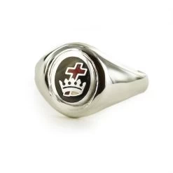 Solid Silver Royal Black Preceptory Masonic Ring - Fixed Head