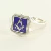 Blue Reversible Shield Head Solid Silver Square And Compass Masonic Ring -Masonic Collection 1385bl 01