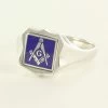 Blue Reversible Shield Head Solid Silver Square And Compass With G Masonic Ring 2 Blue Reversible Shield Head Solid Silver Square And Compass With G Masonic Ring -Masonic Collection 1385blg 01