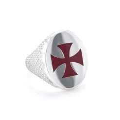 Silver Oval Knights Templar Chain Mail Design Ring