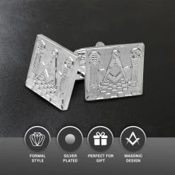 Silver Detailed Masonic Cufflinks 12 Silver Detailed Masonic Cufflinks -Masonic Collection 2 3 4