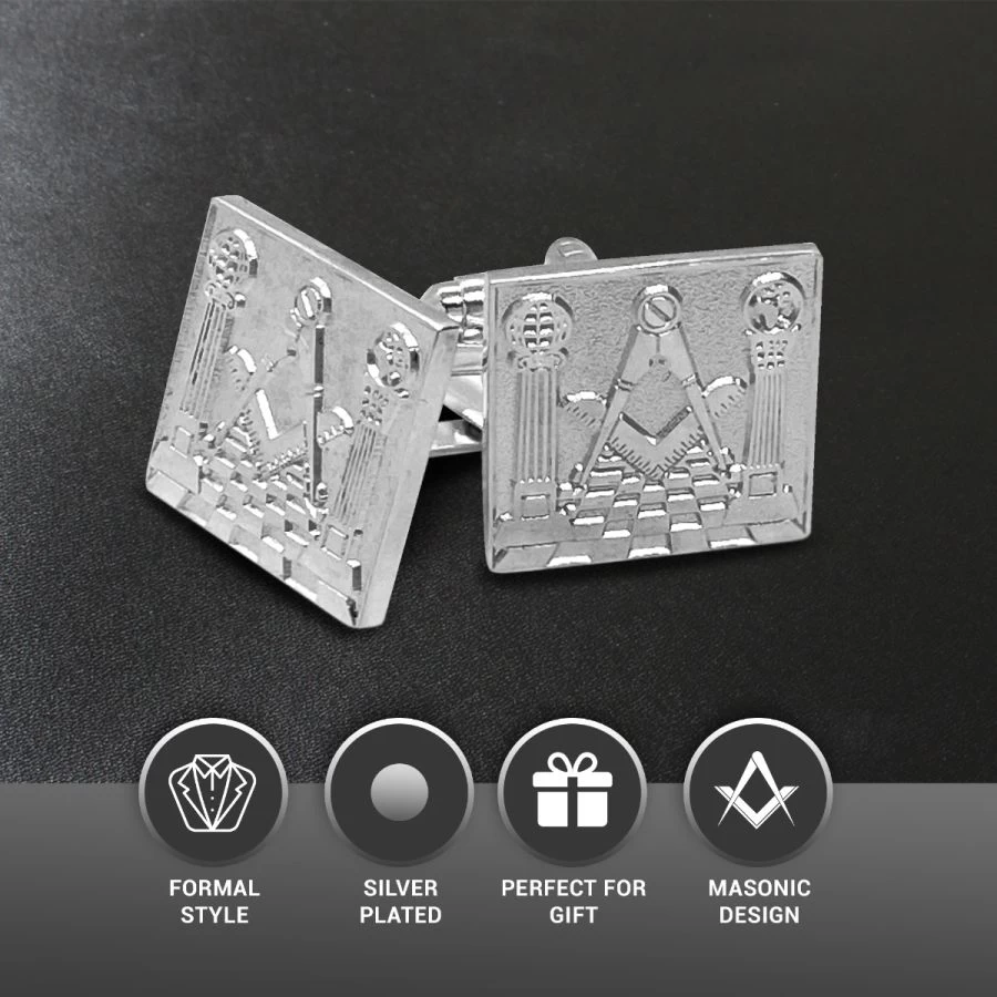 Silver Detailed Masonic Cufflinks 6 Silver Detailed Masonic Cufflinks - Image 4