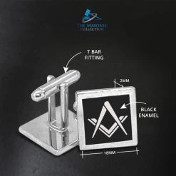 Black Modern Masonic Cufflinks Set -Masonic Collection 4 1 10