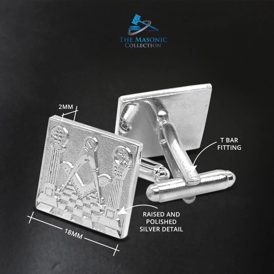Silver Detailed Masonic Cufflinks 7 Silver Detailed Masonic Cufflinks - Image 5