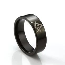 Modern Design Black ION Plated Masonic Ring Band