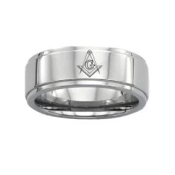 Silver Plated Band Masonic Ring