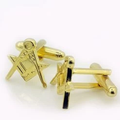 Gilt Gold Masonic Cufflinks With The Square & Compass