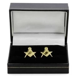 Gilt Gold Masonic Cufflinks With The Square & Compass 10 Gilt Gold Masonic Cufflinks With The Square & Compass -Masonic Collection antcuffs sqc gilt 3