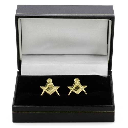 Gilt Gold Masonic Cufflinks With The Square & Compass 5 Gilt Gold Masonic Cufflinks With The Square & Compass - Image 3