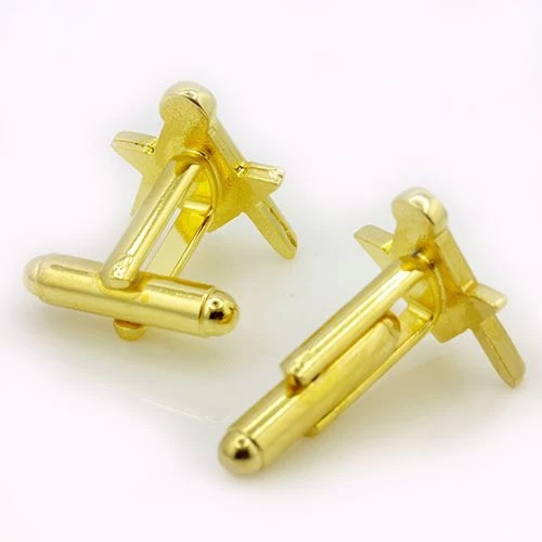 Gilt Gold Masonic Cufflinks With The Square & Compass 4 Gilt Gold Masonic Cufflinks With The Square & Compass - Image 2