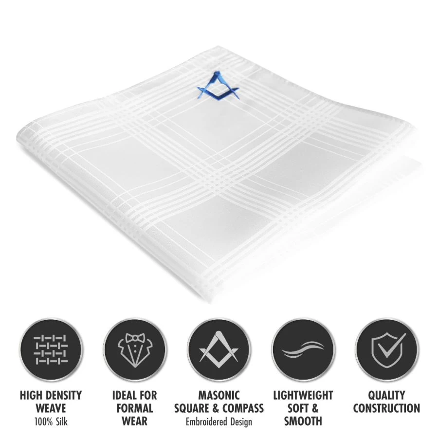 Freemasons White Craft 100% Silk Pocket Square / Handkerchief 5 Freemasons White Craft 100% Silk Pocket Square / Handkerchief - Image 3