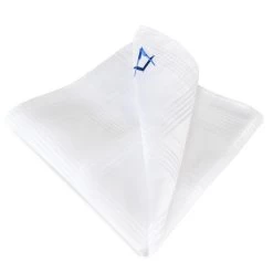 Freemasons White Craft 100% Silk Pocket Square / Handkerchief