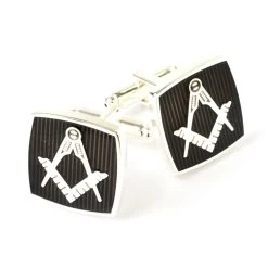 Black Masonic 925 Silver Plated Cufflinks