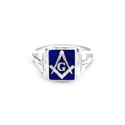 Silver Craft Detailed Masonic Ring -Masonic Collection blue 1