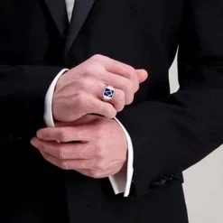 Silver Craft Detailed Masonic Ring -Masonic Collection blue 2