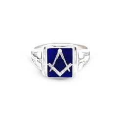Silver Craft Detailed Masonic Ring -Masonic Collection blue