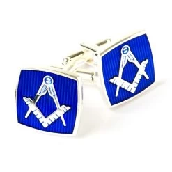 Blue Masonic 925 Silver Plated Cufflinks