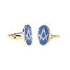 Oval Blue & Gold Masonic Craft Cufflinks -Masonic Collection blue oval cufflinks