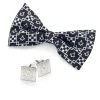 Pavement Design Silk Bowtie & Cufflinks -Masonic Collection bow tie with cufflinks