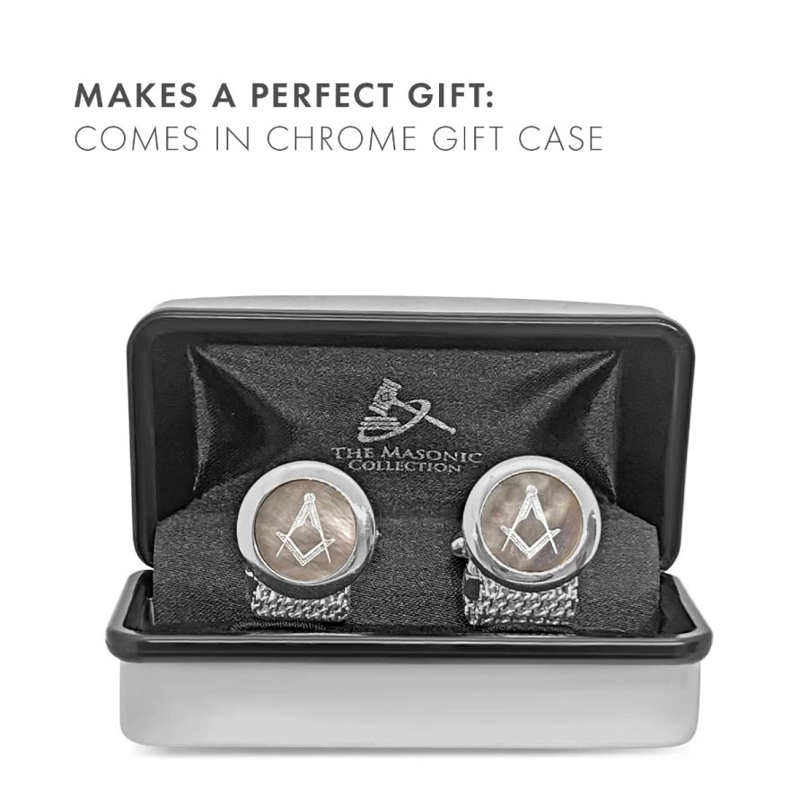 Masonic Onyx Rhodium Plated Cufflinks 4 Masonic Onyx Rhodium Plated Cufflinks - Image 2