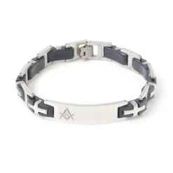 Mens Masonic Bracelet Silver & Black