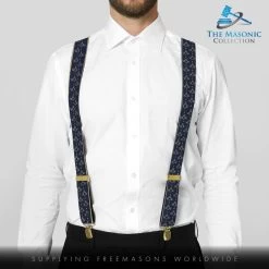 Freemasons Masonic Sq & Compass Braces (Gold & Blue) 11 Freemasons Masonic Sq & Compass Braces (Gold & Blue) -Masonic Collection braces on man blue gold