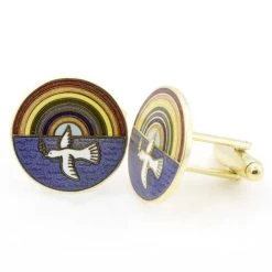 Gilt Metal And Enamel Royal Ark Mariner Masonic Cufflinks