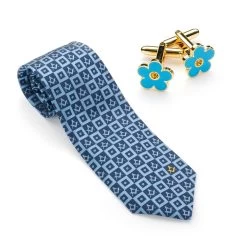 Forget Me Knot Silk Tie & Matching Cufflinks